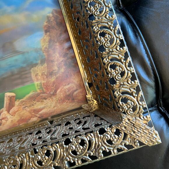 Vintage Underwriter laboratories illuminated frame Light Jesus 3D Filagree Brass - Picture 8 of 13